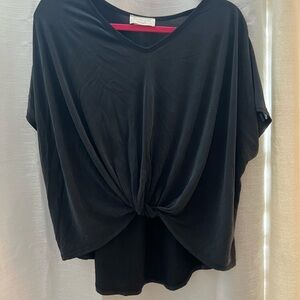 Lavender Field Black Drape Blouse
